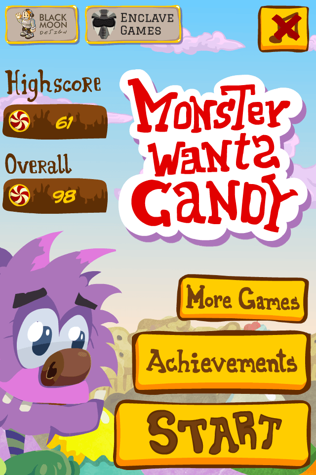Monster Wants Candy - mainmenu